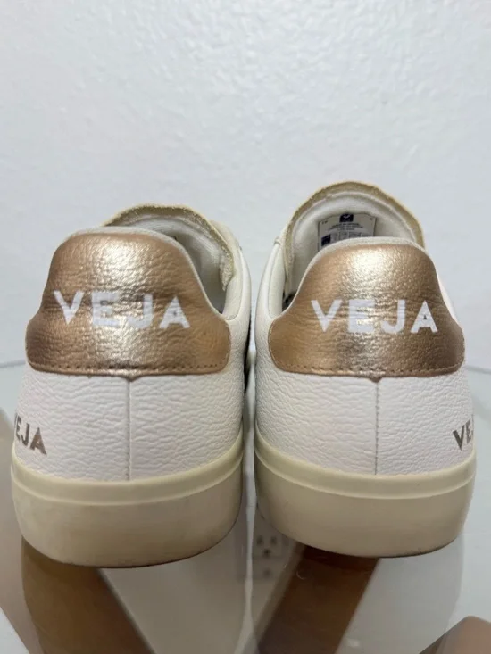 VEJA Recife Leather Sneakers in White/Platine - Picture 4 of 10